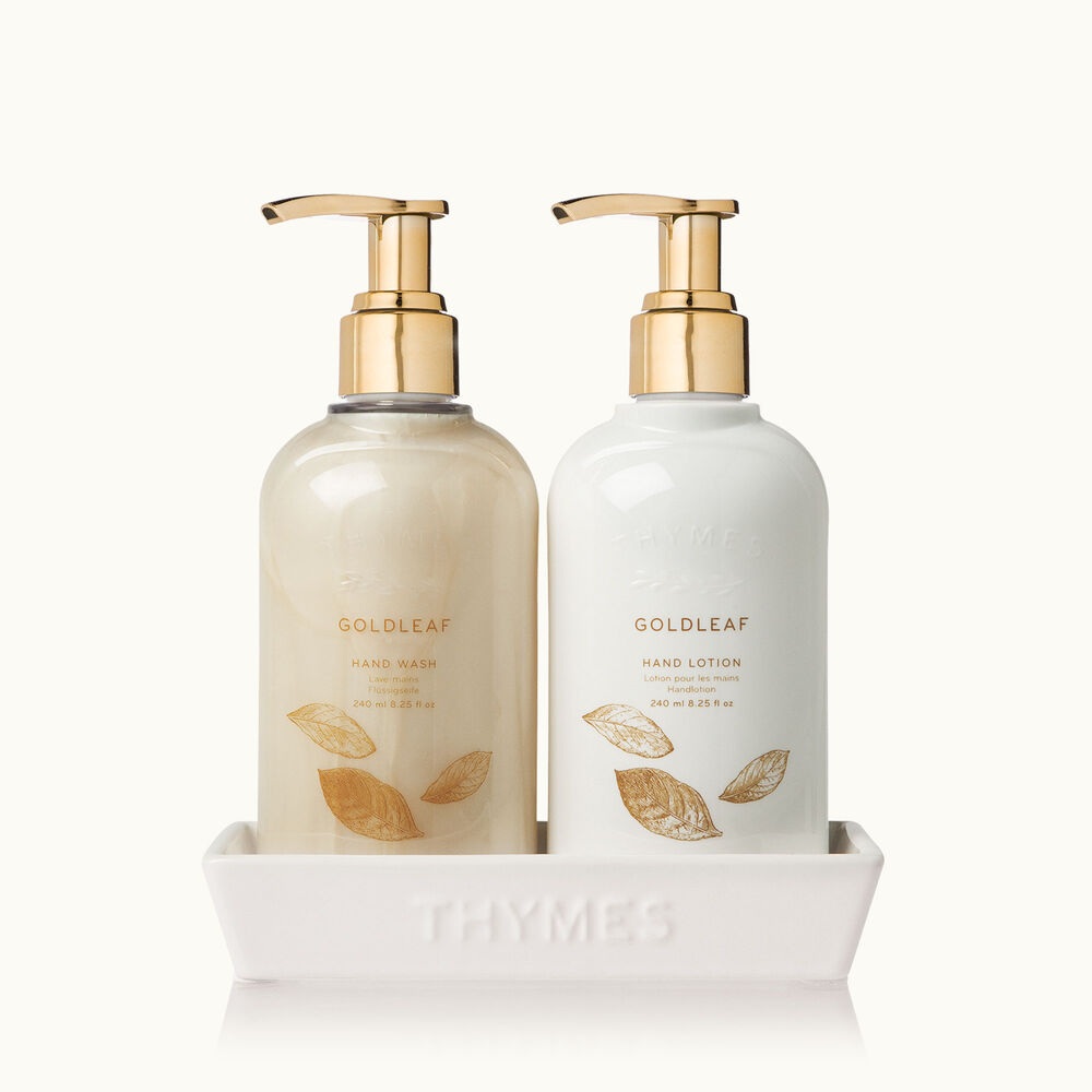 Thymes Goldleaf Sink Sets with Hand Wash and Hand Lotion image number 1